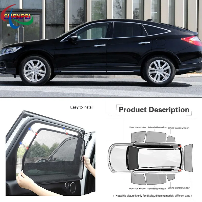 For Honda Crosstour Car Full Side Windows Magnetic Sun Shade UV Protection Ray Blocking Mesh Visor Car Decoration Accessories