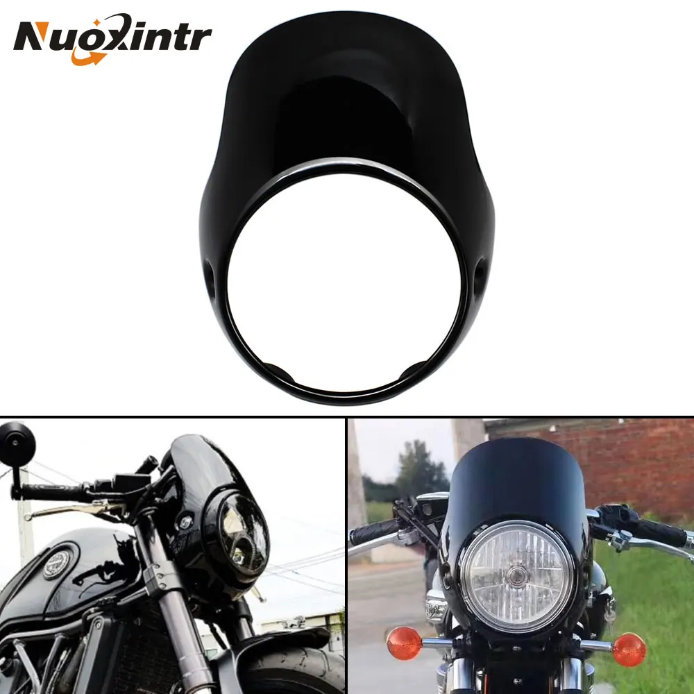 

Nuoxintr Retro Headlight Fairing Headlamp Surround Flyscreen Windshield 7.5" For Triumph Bonneville T100 T12 Thruxton Monster