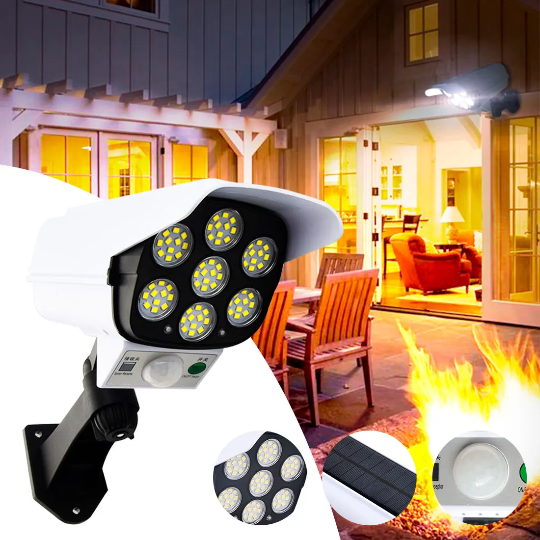 

Solar Power Dummy Camera Security Waterproof Fake Camera Outdoor Indoor Bullet LED Light Monitor CCTV Surveillance Camera