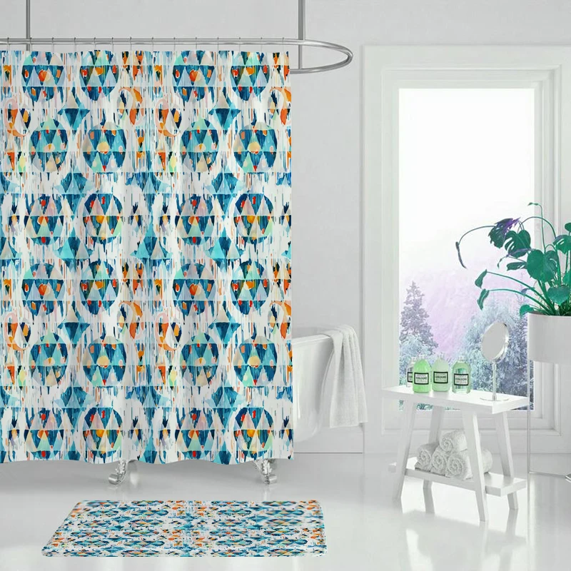 Геометрическая занавеска для душа черная желтая домашний декор тканевая ванной |