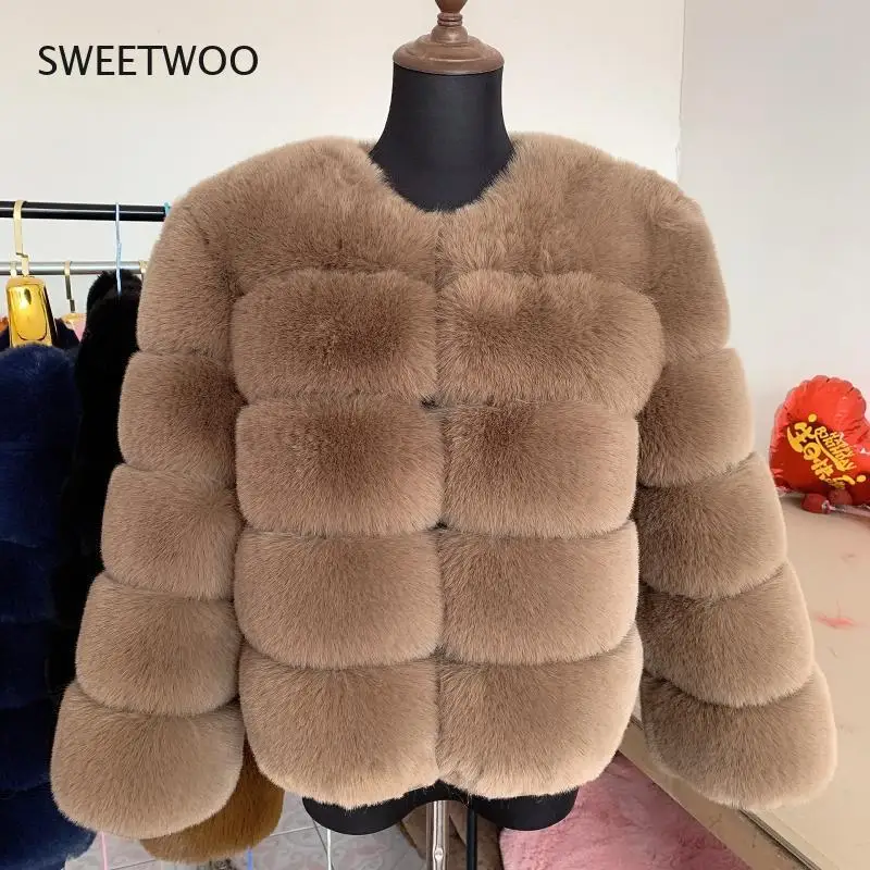 Womens Faux Fur Faux Fur Coat Autumn Winter High Quality Faux Fox Fur Coat Fluffy Coat Fur Faux Fur 5Xl Shaggy Coat Fox Fur 6Xl