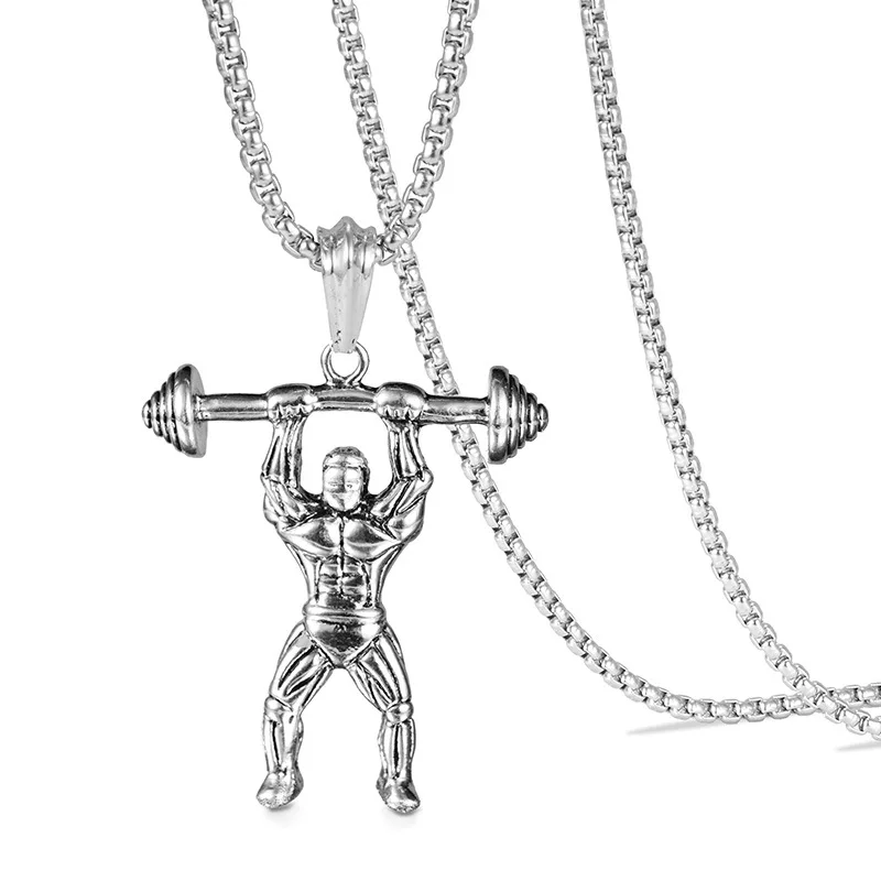 Muscleman подвеска в форме штанги ожерелье для мужчин нержавеющая сталь толщиной 70 см