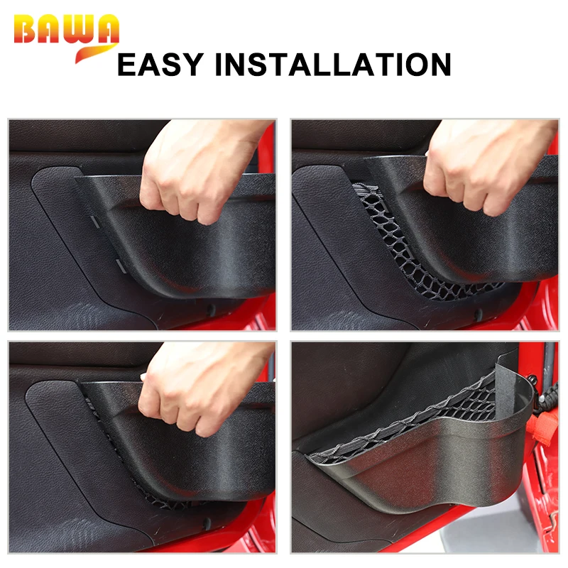 Купить Органайзер BAWA для передней и задней дверей автомобиля, 4 шт., коробка для хранения, аксессуары для Jeep Wrangler JK 2011 2012 2013 2014 2015 2016 2017