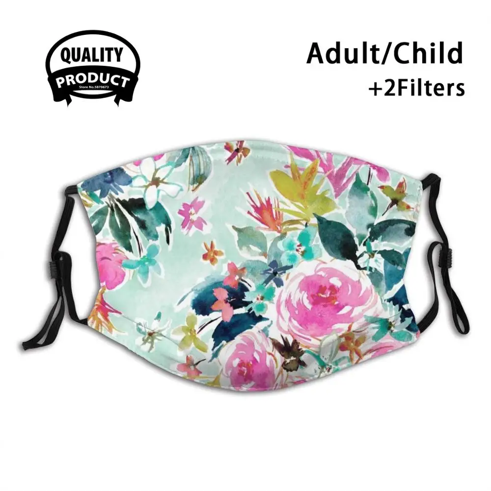 

Многоразовая маска для рта Big Dreams с цветочным фильтром для мужчин, женщин, мужчин, детей, Цветочная Милая Варвара от Barbra, акварельная, цветная...