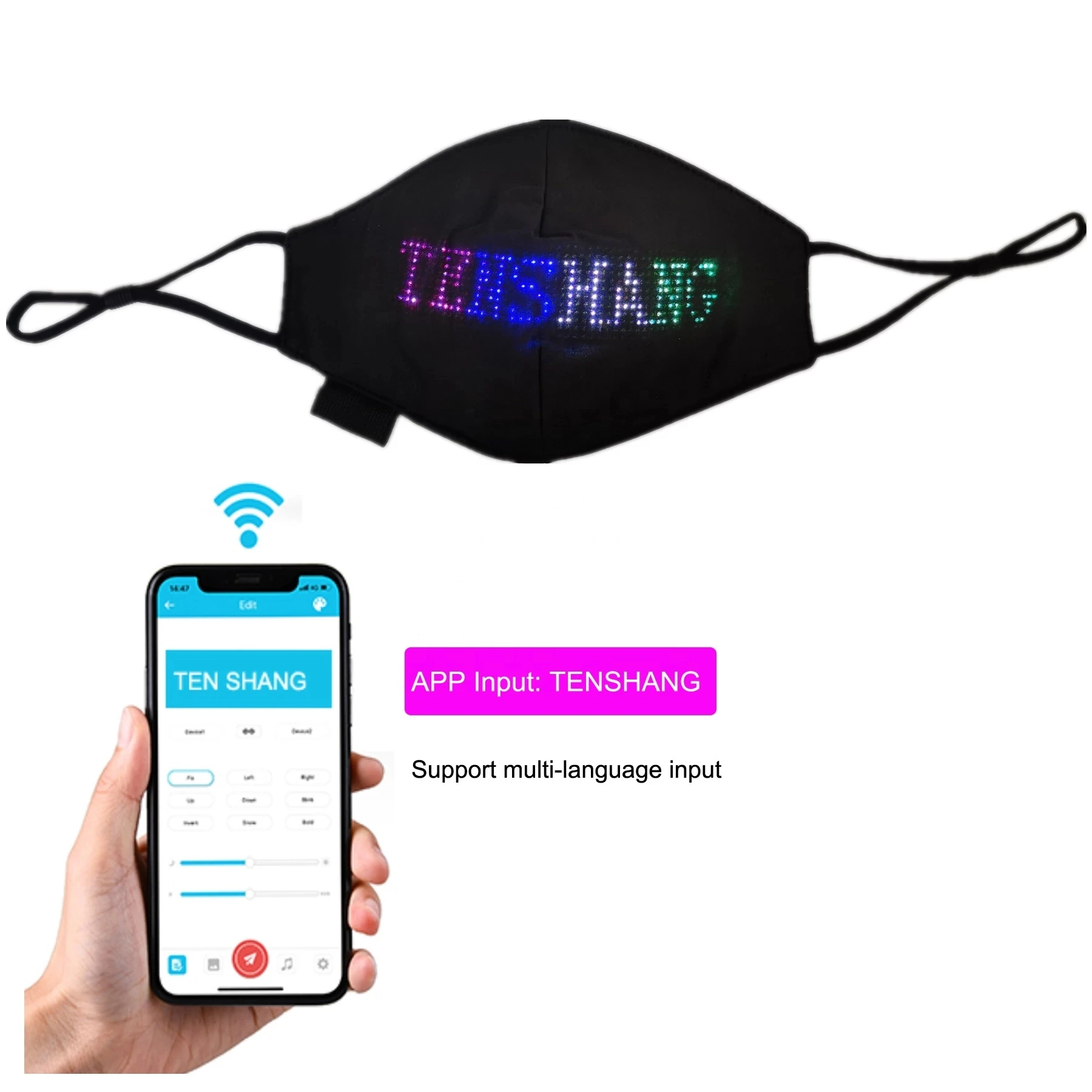 

Neon Mask Programmable LED Wireless Blue tooth APP Light Up Party Display Purge Glow In Dark Cosplay FOOL'S DAY Festival