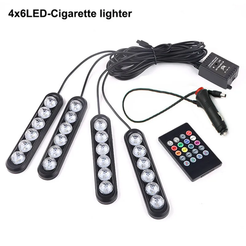 Автомобильный светодиодный напольный светильник для ног сигарет адаптер