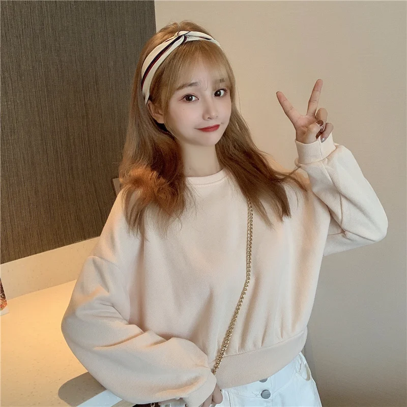 Женский короткий и простой свитер с длинными рукавами | Женская одежда