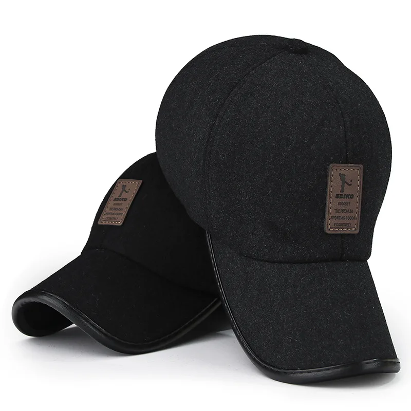 Новая мужская шерстяная шапка Толстая теплая бейсбольная кепка бейсболка шляпка