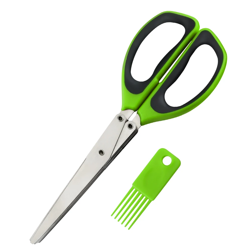 DAMASK Многофункциональные кухонные ножницы для трав Scallion 5 слойные лезвия из