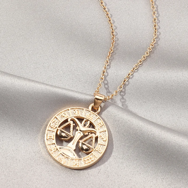 

12 Zodiac Signs Necklaces For Women Men Aries Virgo Libra Scorpio Sagittarius Aquarius Constellations Pendant Necklaces Jewerly