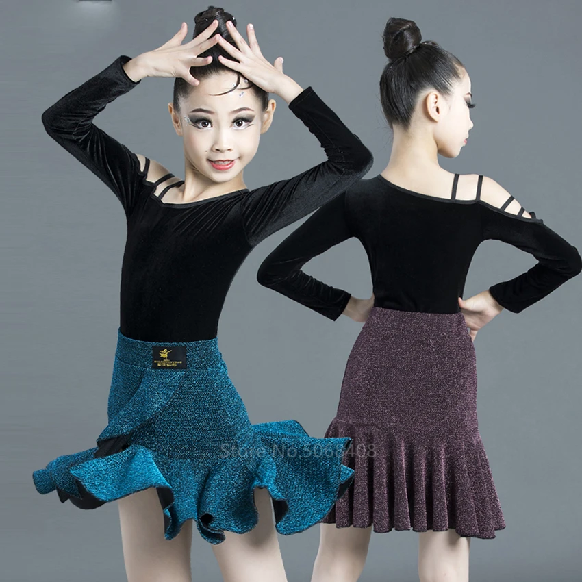 5 цветов детская юбка для латинских танцев платье соревнований маленьких девочек