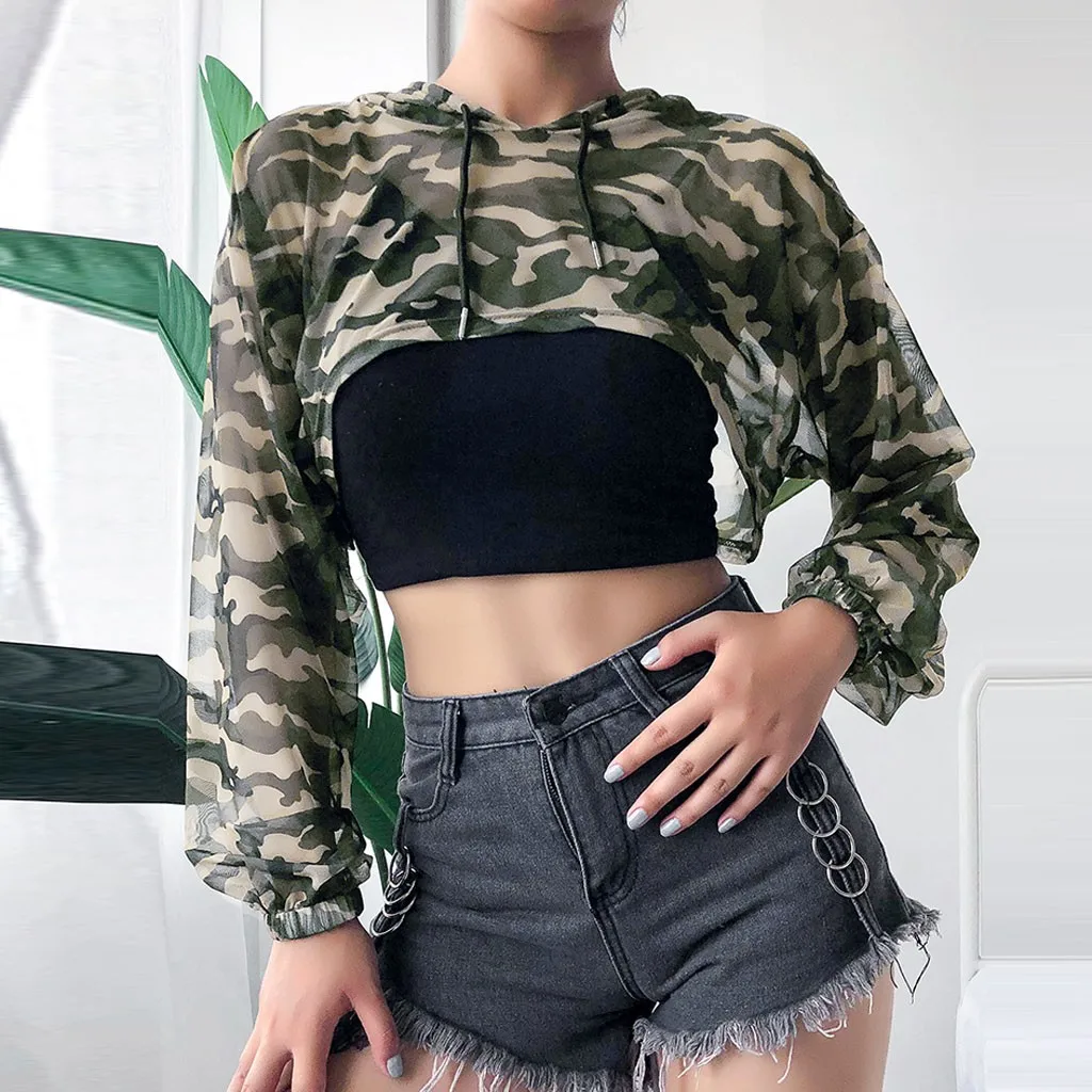 Женская толстовка камуфляжной расцветки повседневный тонкий пуловер свободного