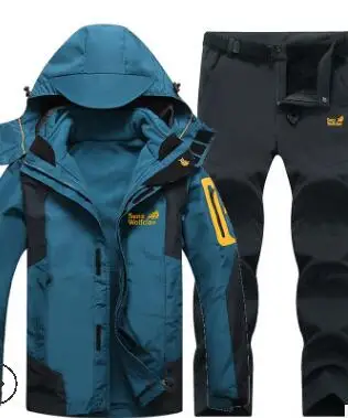 2 Winter Ski Suit for Men Fleece Warm Windproof Waterproof Skiing Suits Snowboarding Set Male Outdoor Ski jacket+Softshell Pant - Цвет: 2