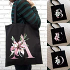 Женская тканевая сумка для покупок с принтом лилии, Экологически чистая Повседневная Складная многоразовая Сумочка на плечо для хранения вещей