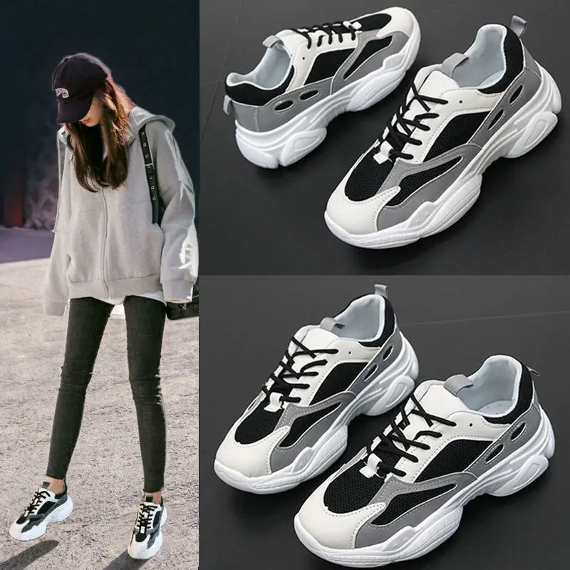 

Shoes women 2019 autumn new mesh breathable wild running shoes thick bottom women's shoes ins sneakers running shoes sneakers