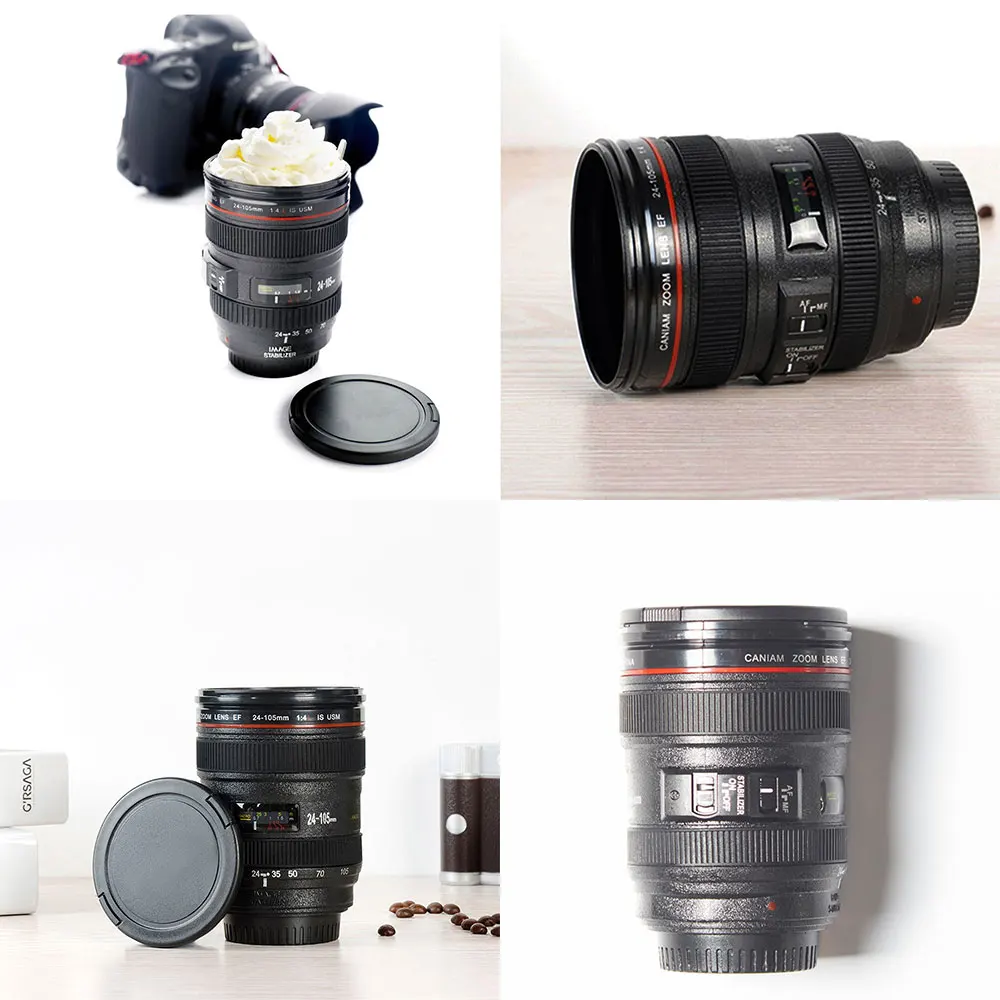 

Caniam SLR Camera Lens 24-105mm 1:1 Scale Plastic Coffee Tea MUG 400ML Creative Cups And Mugs With Lid