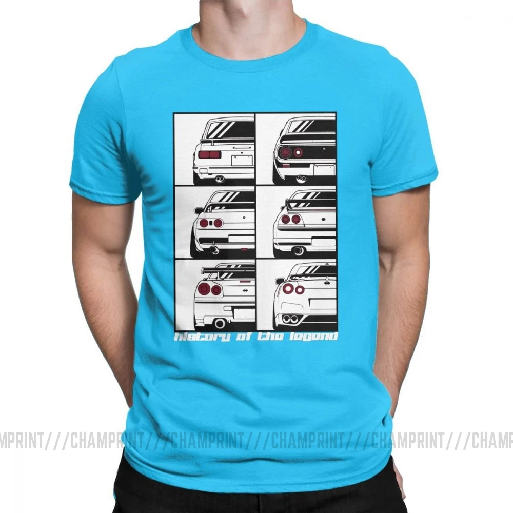 Мужские GTR Skyline история футболки автомобили моторы Japan JDM Datsun хлопковая одежда короткий рукав вырез лодочкой футболка большой размер футболки - Цвет: Королевский синий