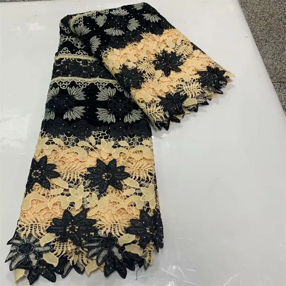 African Lace Fabric Black Color Guipure Tulle 2020 High Quality Nigerian Cord For Wedding Dresses | Дом и сад