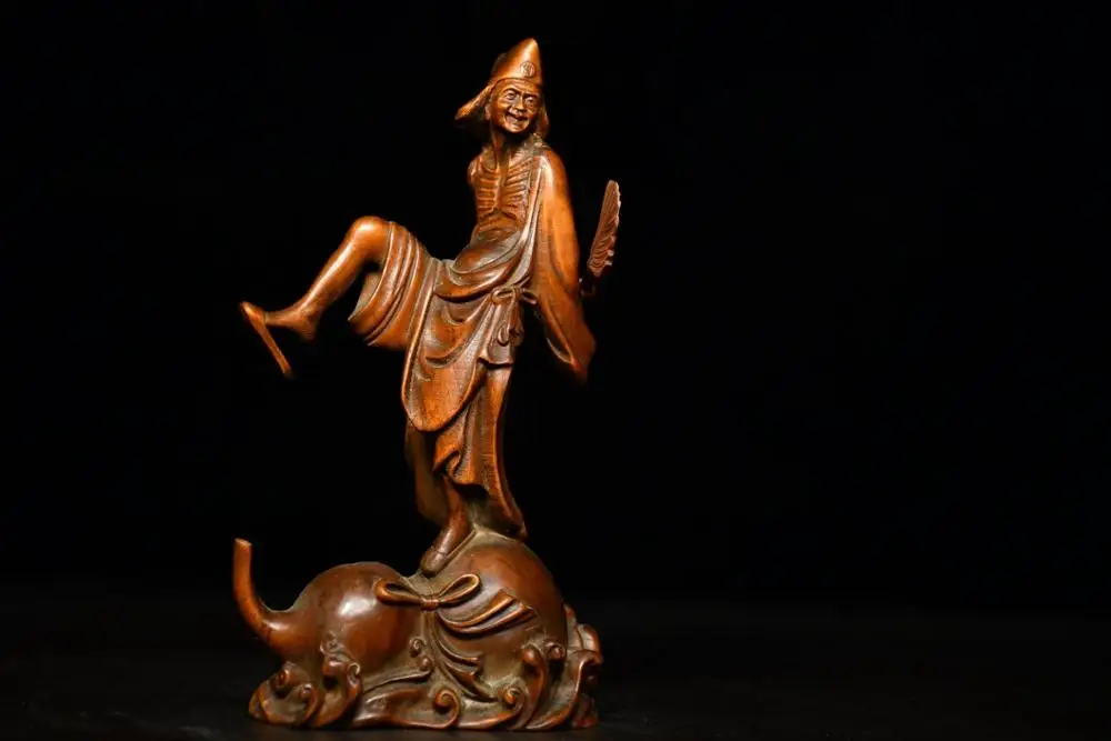 

Китайская статуя на удачу Seikos из самшита, гургун из дерева, живая Тыква из Будды, 6 дюймов, резьба по дереву, Daoji Monk