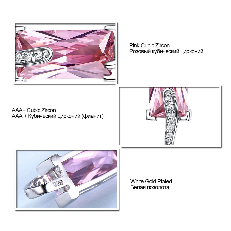 

Fashion 925 Sterling Silver Drop Earrings Natural Pink Zircon Temperament Earrings Woman Gift