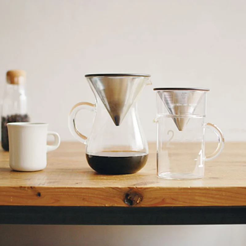 

Hot sale Stainless Steel Pour Over Coffee Filter Reusable Paperless Cone Dripper for Coffee Maker dropship frrg