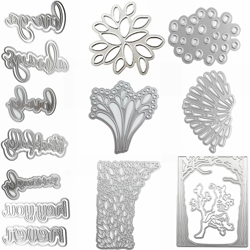 

Petal Circle Peacock Shape Mixed Words Metal Cutting Dies DIY Scrapbooking Card Album Making Craft Decor Die Cuts New 2019