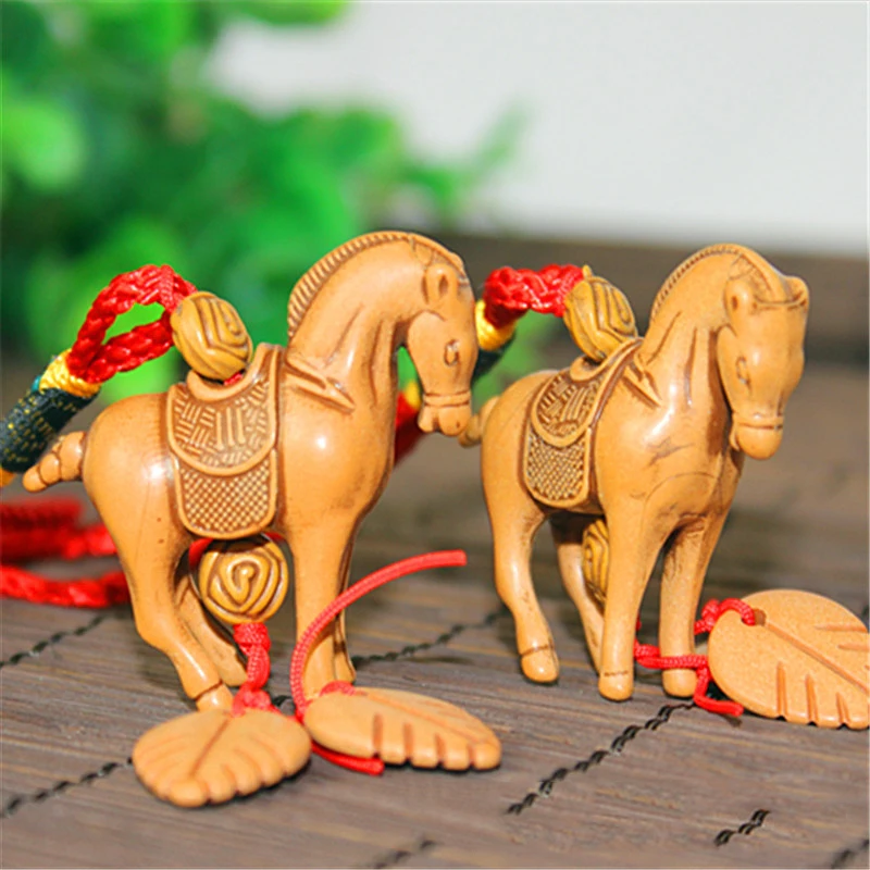 FIMAODZ персиковый деревянный брелок в виде слона лошадь плетеная веревка винтажный