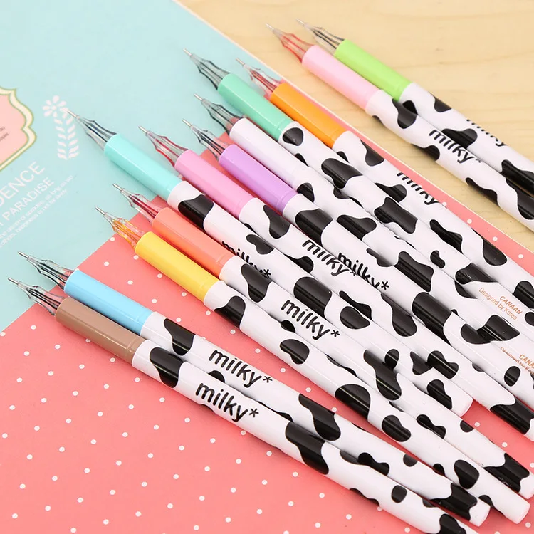 12 Colors/set Kawaii Stationery Milky Colored Gel Pens 0.38mm Diamond Needle Tip Cute Pen for Student School Office Supplies |