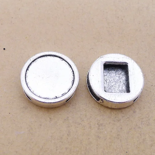 

Diy Jewelry Accessories Parts Round Leather Cord Buckle Antique Silver Color 18*18mm 5 Pieces