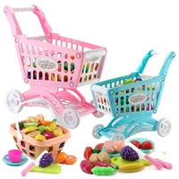 supermarket shopping cart trolley push car toys basket simulation cut fruit vegetalbe mini food pretend play house children toys