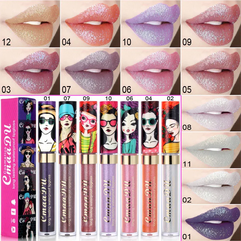 

12 Color Gold Flash Liquid Lipstick Beauty Girl Illusion Chameleon Diamond Glitter Shimmer Lip Gloss Waterproof Long Lasting