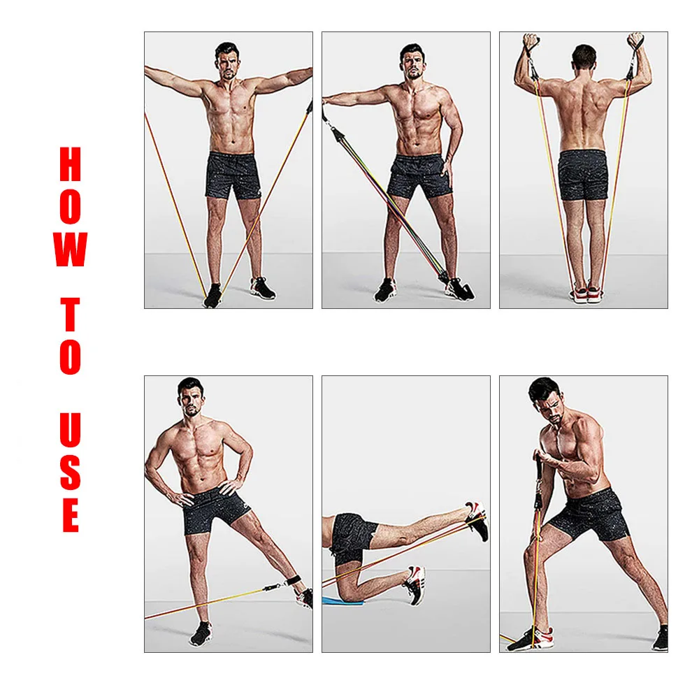 Латексные Эспандеры 11 шт./компл. тренировочные трубы для йоги резиновые