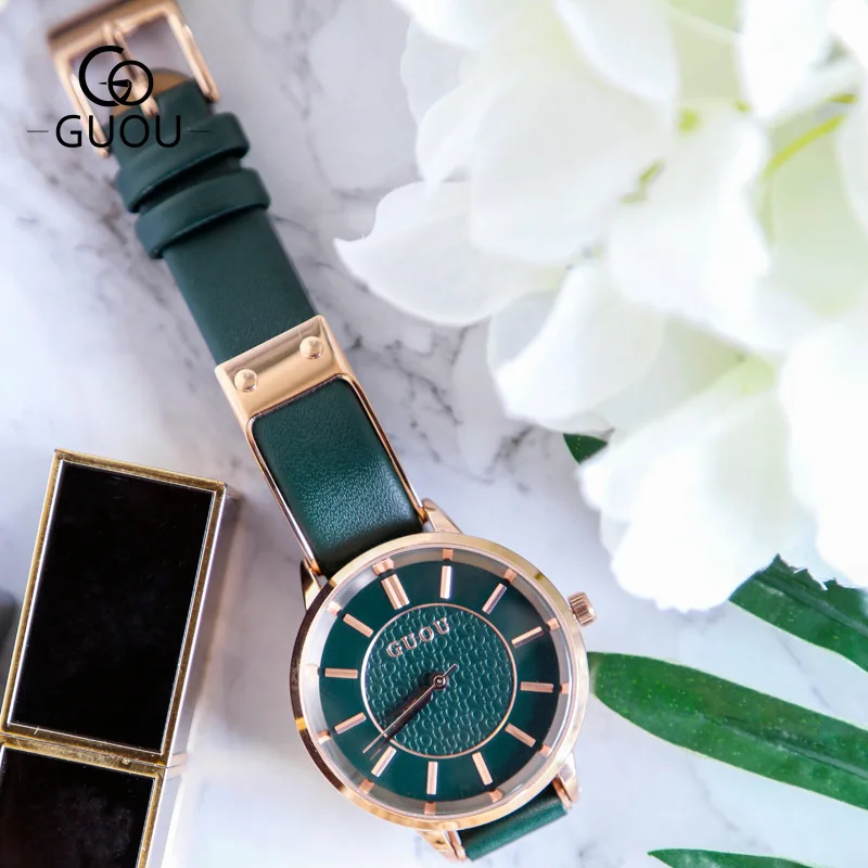 

BRACELET WATCH LEATHER WATCH WOMEN'S QUARTZ WATCH WINE RED COUPLE WRISTWATCH