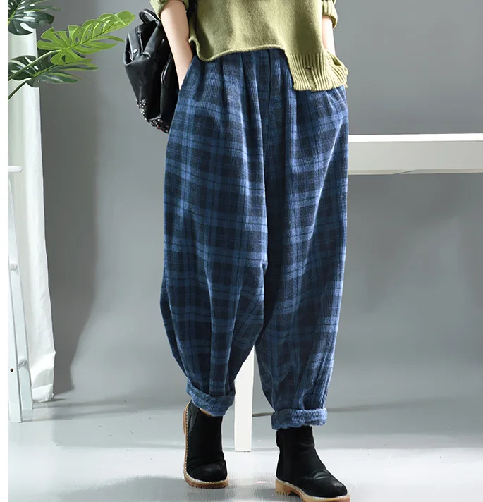 Повседневные женские клетчатые брюки новинка 2019 осень весна эластичная талия