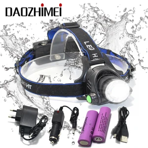 Налобный фонарь T6L2, водонепроницаемый, 3 режима, 18650 лм, для кемпинга, рыбалки