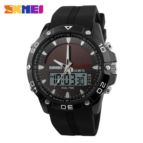 Black watch SKMEI модные спортивные мужские часы Роскошные двойной дисплей водонепроницаемые военные часы Будильник Кварцевые наручные часы Relogio Masculino - Цвет: Black watch
