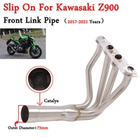 motorcycle exhaust front link pipe slip for kawasaki z900 2017 2018 2019 stainless steel muffler pipe with catalyst escape moto