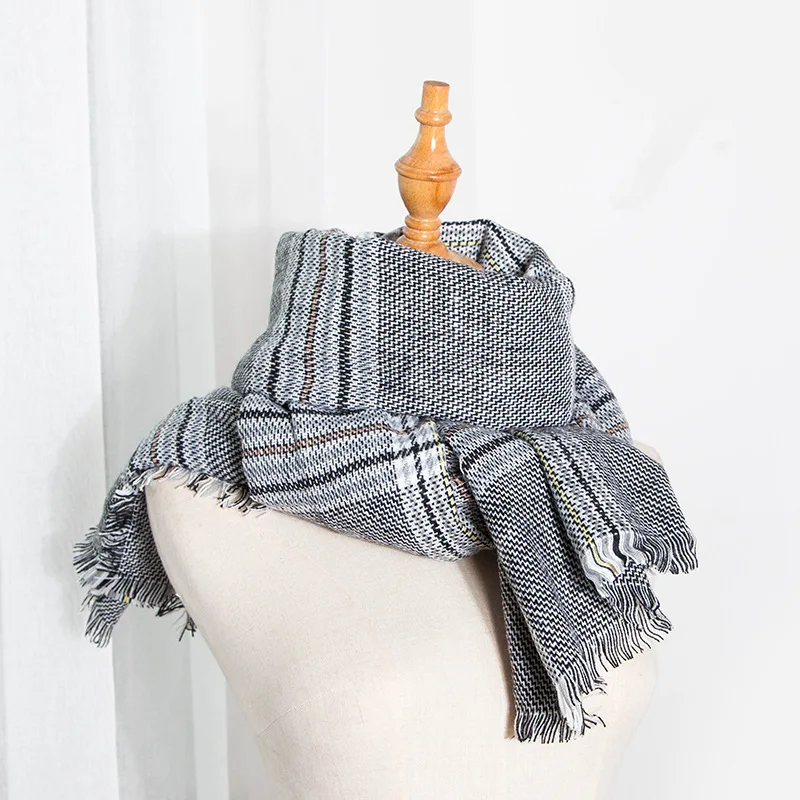 

Autumn and Winter New Large Plaid Scarf Women's Imitation Cashmere Thickened Outdoor Shopping Keep Warm Shawl Female
