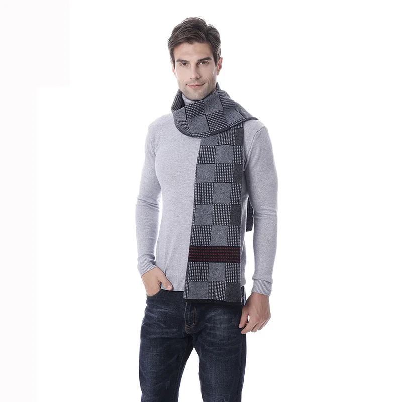 FS Winter Men Luxury Scarf Cashmere Plaid Scarves Outdoor Running Sport Keep Warm High Quality Neckerchief Foulard Homme |