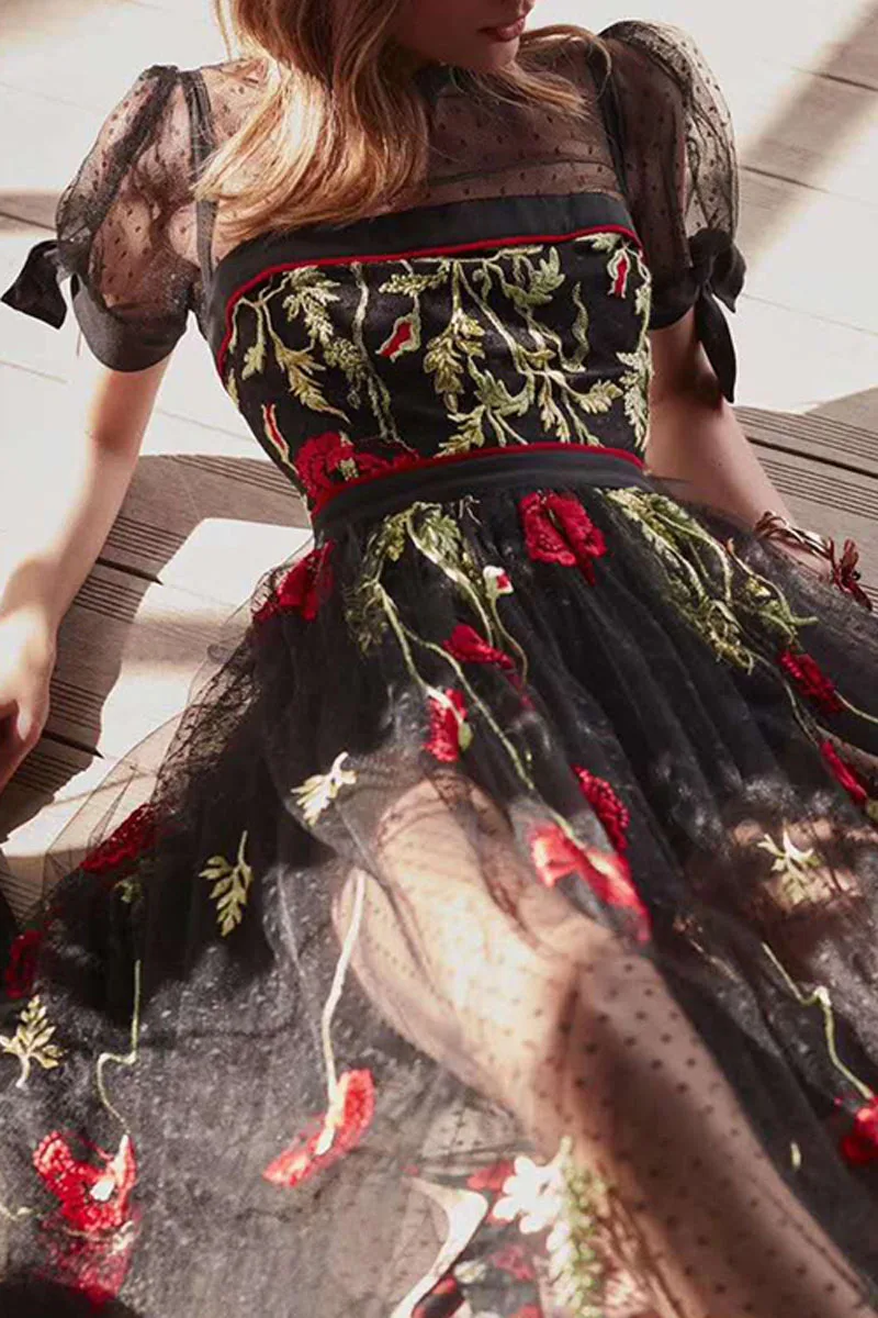 

2021 spring and summer new embroidery big swing sexy dress long dress fashion