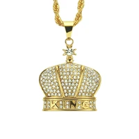 european and american hip hop new mens cool trend jewelry diamond necklace crown cuba chain small pendant