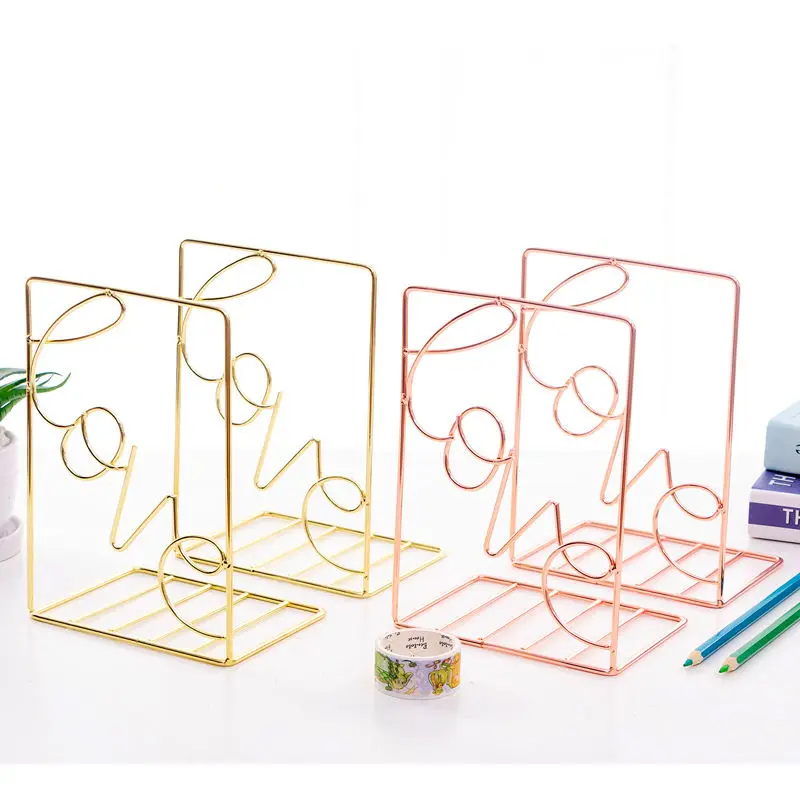 

2 шт./пара креативная в форме сердца металлическая подставка-органайзер для книг