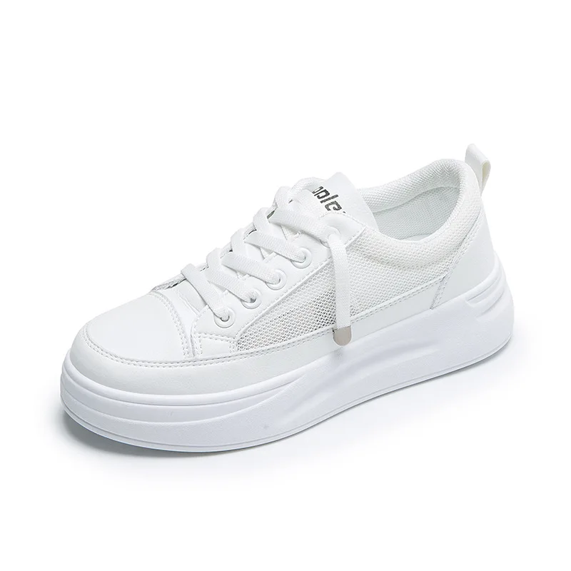 

Women Sneakers 2020 New Spring Summer Fashion Shoes Female Breathable Leather Platform Shoe Solid Color High Heel Sneaker Female