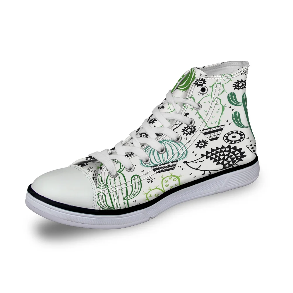 WHEREISART/Женская парусиновая обувь с изображением ежика и кактуса высокая флэтс