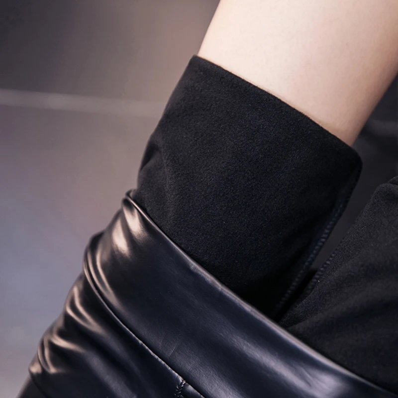 

Winer Women Plush Warm High Waist Slim Leather Pants Lady Sexy Bodycon Pencil Slack Female Thin Leggings Slacks Stretch Trousers