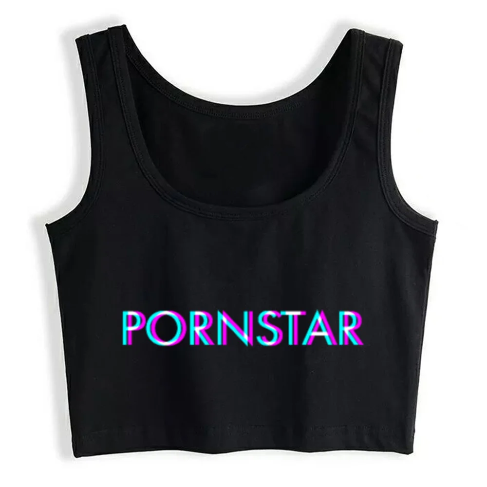 

Crop Top Women Pornstar Anaglyph Glitch Art Vaporwave Gothic Harajuku Grunge Emo Tank Top Female Clothes