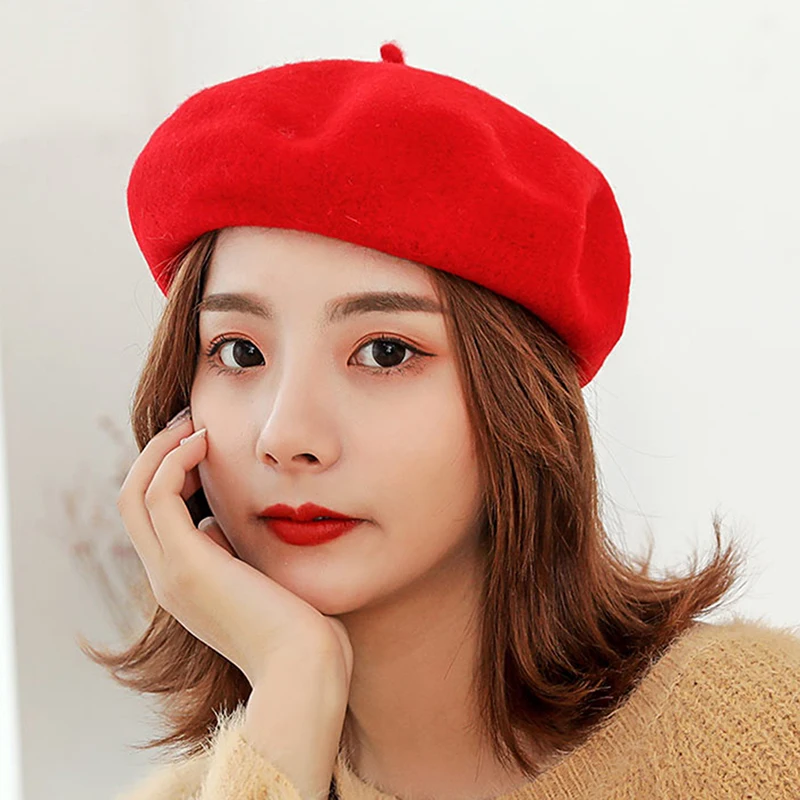 

Сезон осень-зима; Насыщенные цвета шерстяной берет женский модный комбинезон с тыквой Бейсболка Свободного Покроя Стиль женское аксессуар...