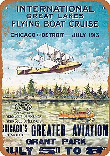 

Metal Sign - Vintage Look 1913 Great Lakes Flying Boat Cruise - 8 x 12 Inches Tin Sign