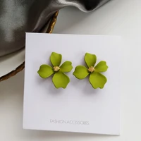 925 silver needle stud earring summer spring style metal with coating green flower earrings for women jewelry girl student gifts