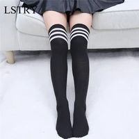 lstry black lolita striped socks women funny christmas gifts sexy thigh high nylon long stockings cute over knee socks for girls